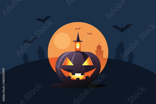 mysterious candle in ghost filled room vector illustration