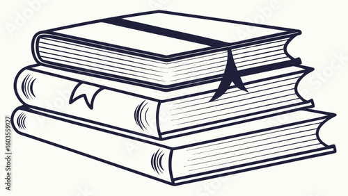 Stack of Books with Bookmarks.