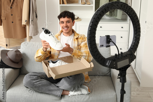 Male blogger with new sneak...