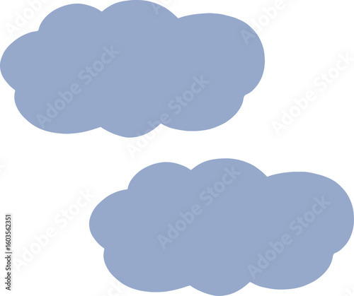 Two dark blue clouds on transparent background
