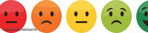 Customer Satisfaction Rating Scale with Color-Coded Emoticons | Mood and Sentiment Feedback from Unhappy to Very Happy for Surveys, Customer Service and Market Research