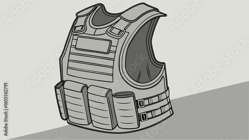 Vector Illustration of a Tactical Body Armor Vest.
