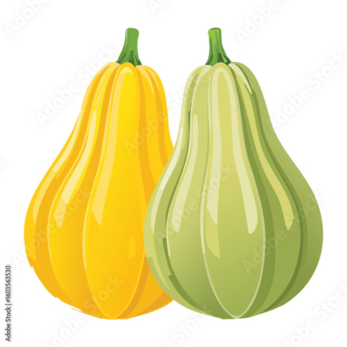  Striped Gourd Vegetable Pair - Vector Illustration