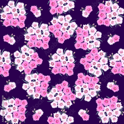 ピンクのかわいいタツタナデシコのシームレスパターン