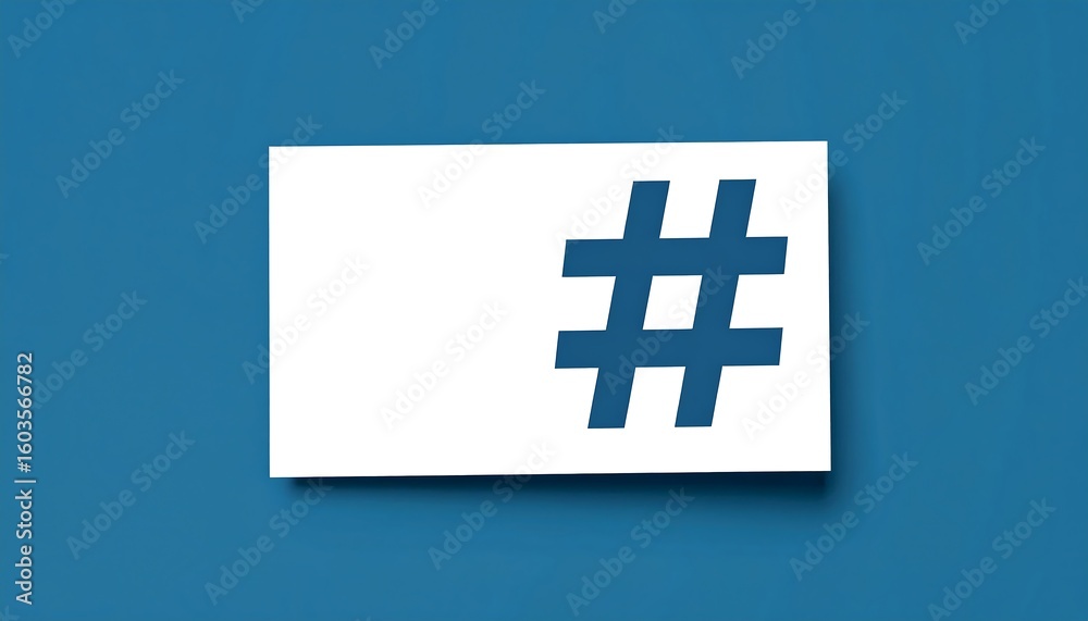 Fototapeta premium A white card with a dark-blue hashtag symbol