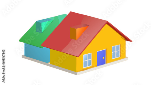 Colorful house illustration for real estate home design and architecture projects with colorful roof design