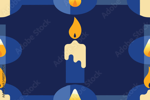 flickering haunted candle with shadows vector illustration