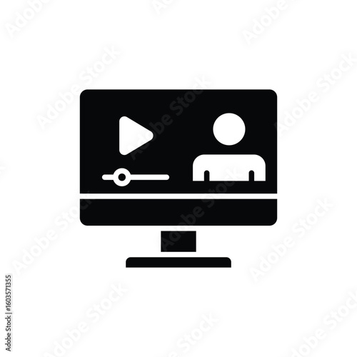 Lesson Online Tutorial Glyph Style Icon Solid Black Silhouette Online Education