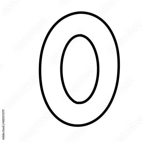 Large outlined number zero with no internal markings. Perfect for children’s tracing activities, educational worksheets, and learning basic counting.