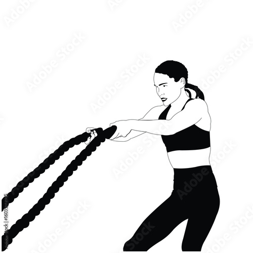 vector illustration of a woman exercising with a rope