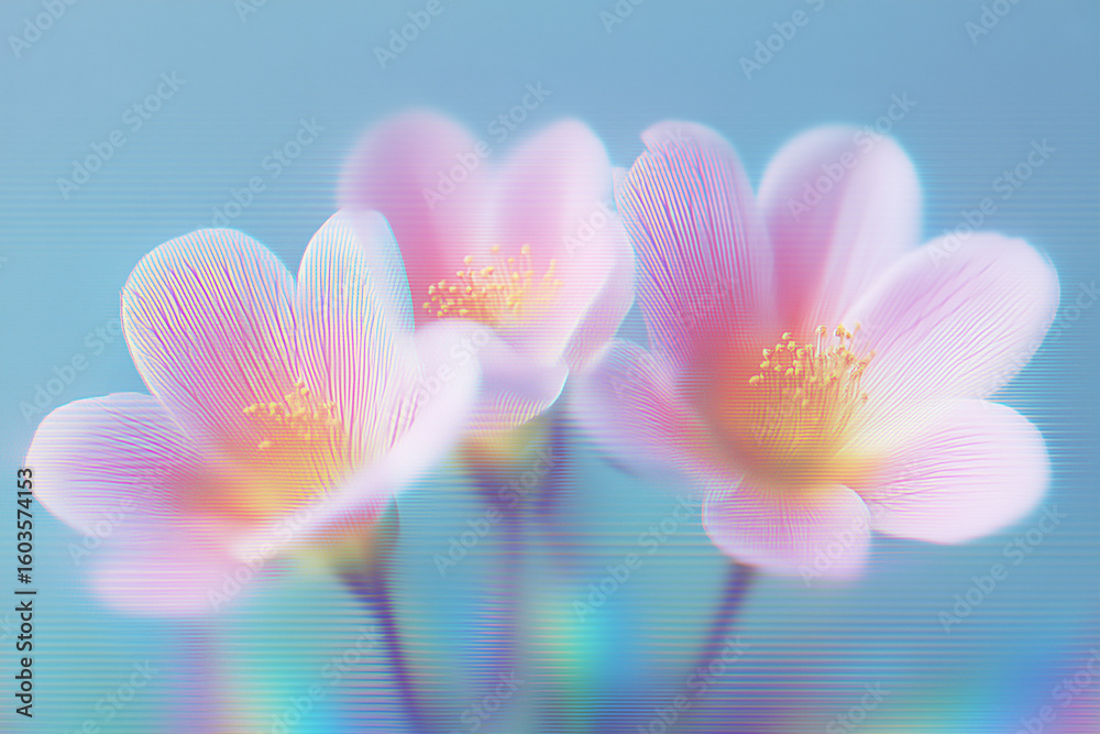 Fototapeta premium Dream Abstract Blurry Holographic Flower Posters,summer blossom flower iridescent background