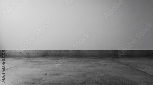 A simple gray room with a concrete floor and a white wall providing a minimalist aesthetic view