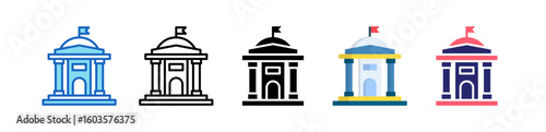 Government Multiple Style Icon Set Collection.  
