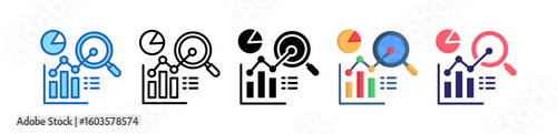 Data Analysis Multiple Style Icon Set Collection.  