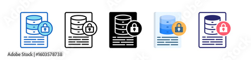 Data Protection Multiple Style Icon Set Collection.  
