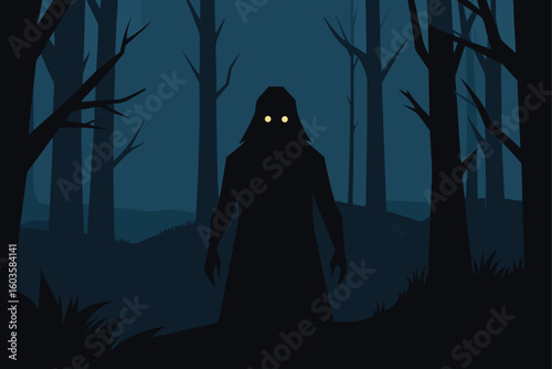 A glowing moon casting eerie shadows on a graveyard vector illustration