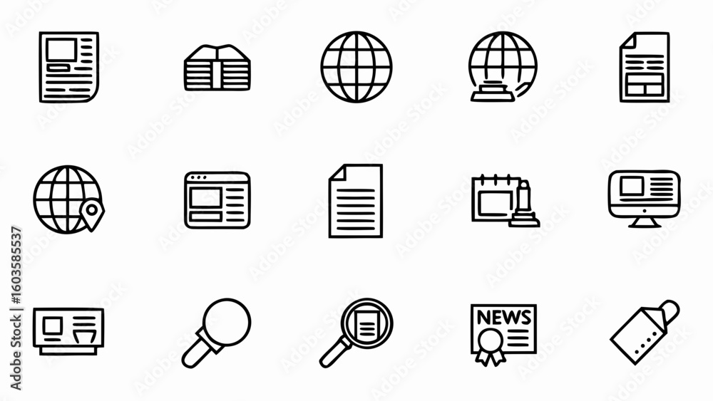 Fototapeta premium News and information icons collection for web development and graphic design projects with various elements