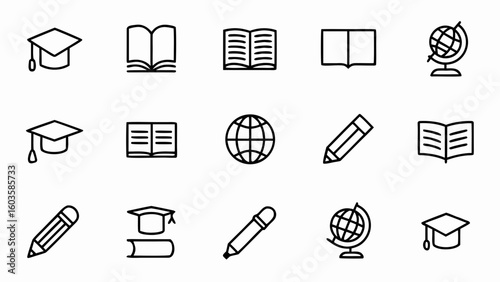 Education learning study knowledge school university books globe pencil cap graduation study abroad concept