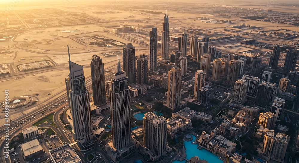 Fototapeta premium Discover the charm of The Old Town residential buildings aerial night timelapse that draws inspiration from traditional Arab architecture