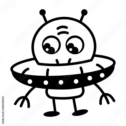 A hand drawn style icon of an alien pod
