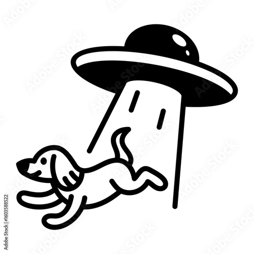 A drawing style icon depicting a ufo abduction beam