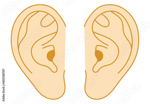 Vector Illustration of Human Ears (Side View, Left and Right)