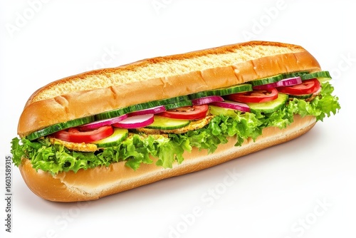 Vegetarian Sub (Subway) isolated in 3d cartoon character on white background