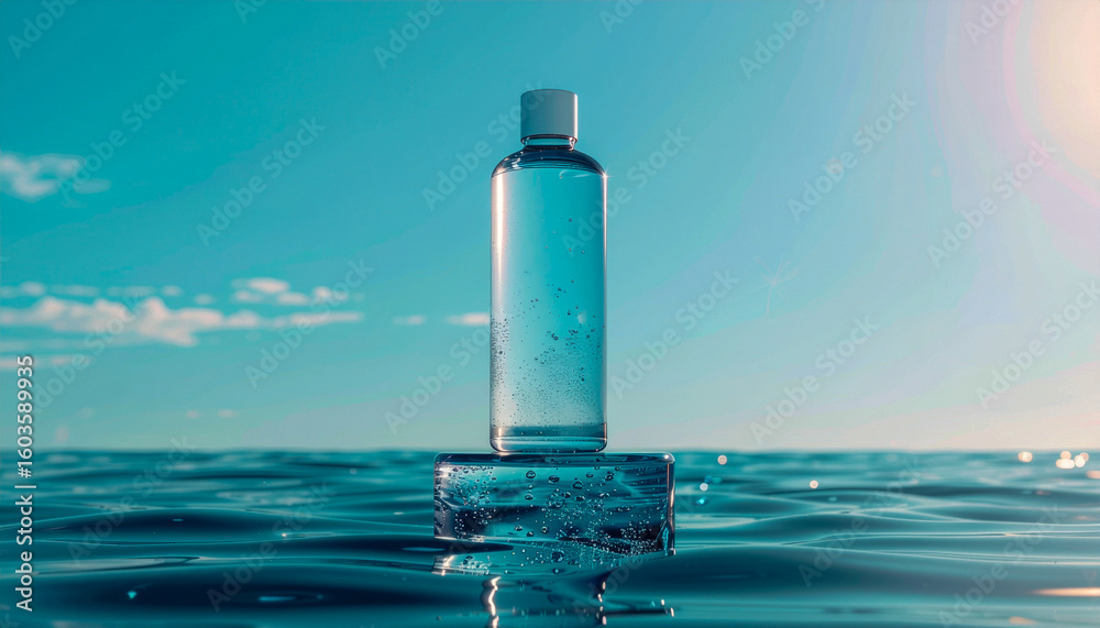 Clear Icy Bottle in Submerged Pedestal Clear Icy Bottle in Submerged Pedestal