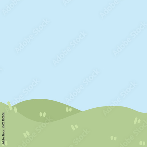 Cartoon illustration of grassland scene