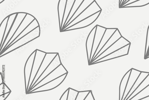 Gray Fan Shapes on White Background pattern