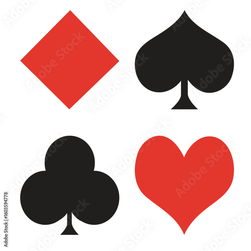 suit deck of playing cards. hearts diamonds clubs Vector illustration eps file.
