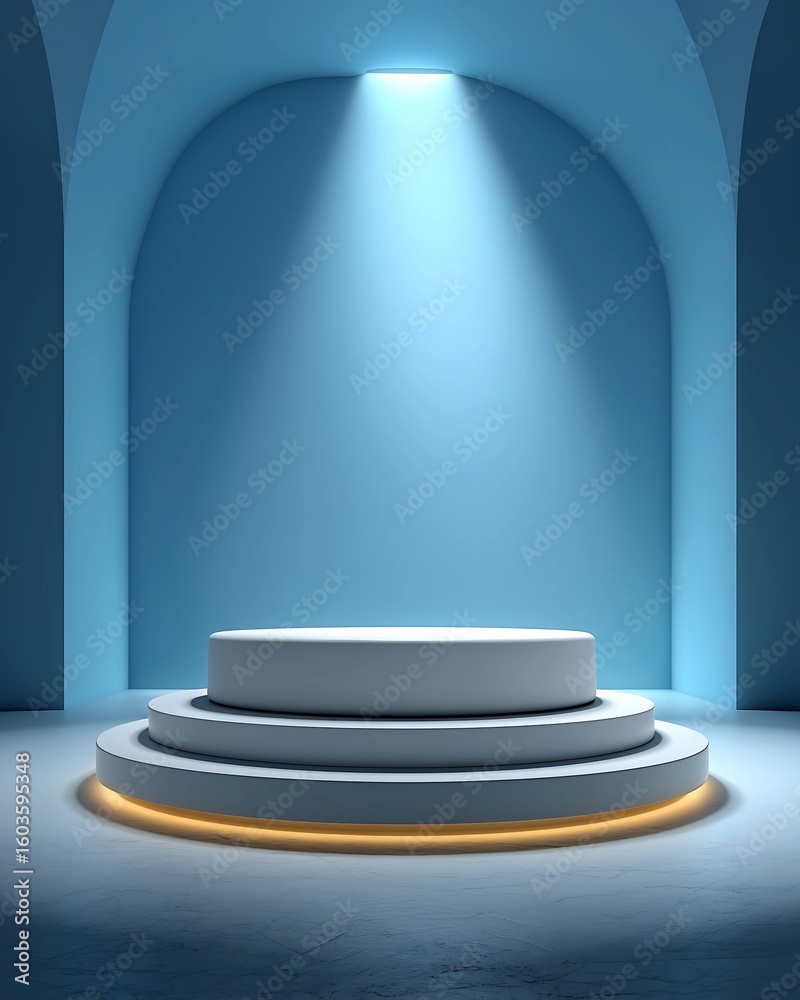 Obraz premium Minimalist White Podiums in Contrasting Interior Ambiances