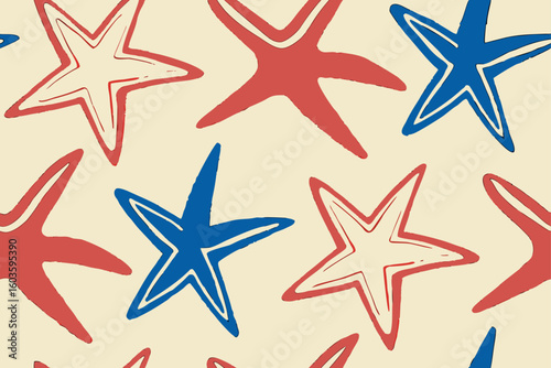 Red blue stars pattern background