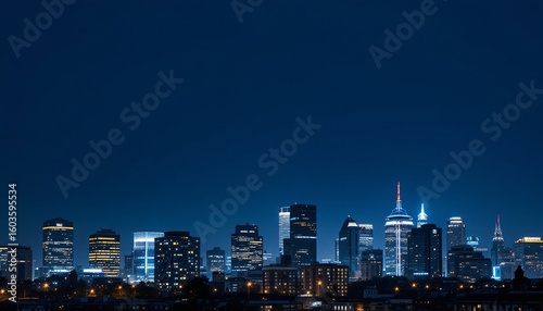 Wallpaper Mural Stunning Nighttime Skyline Panorama of a Modern City Illuminated Buildings and Dark Blue Sky Torontodigital.ca