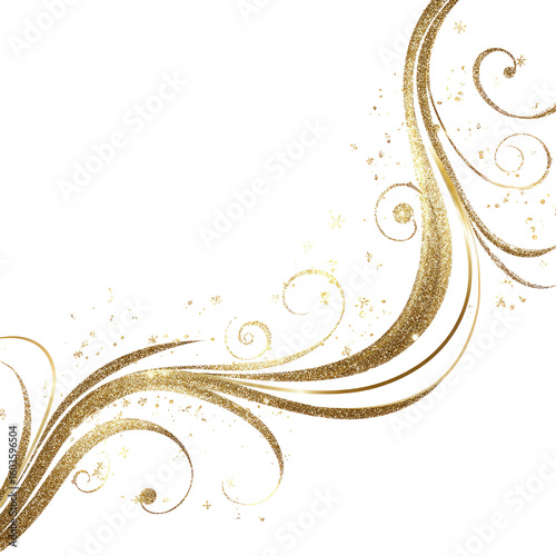 Ornate gold scrollwork design on black