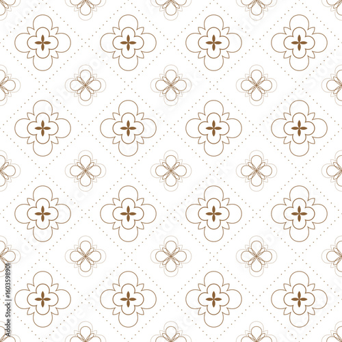 Seamless vector patterns in soft beige tones featuring geometric and floral motifs—perfect for packaging, branding, or backgrounds.