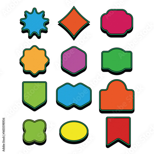 Blank retro shape collection cartoon icon illustration