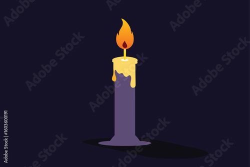 Dusty attic filled with old glowing candles and shadows vector illustration