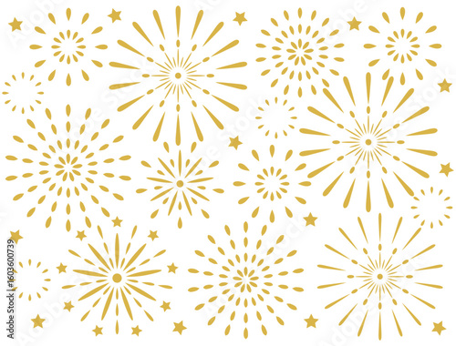 金色のイメージの花火の壁紙のイラスト