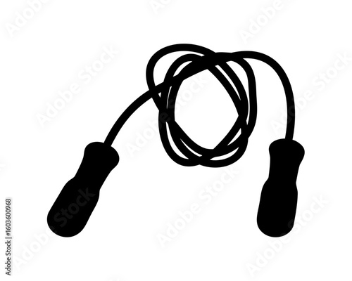 jumping rope black silhouette vector, jump rope icon