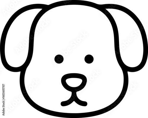 Simple outline drawing of a cute dog face with floppy ears