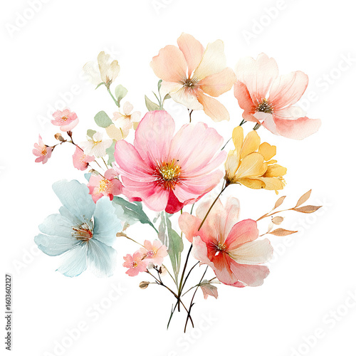 Watercolor floral bouquet, soft pastel colors (4)