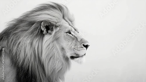 Majestic African Lion in Black and White