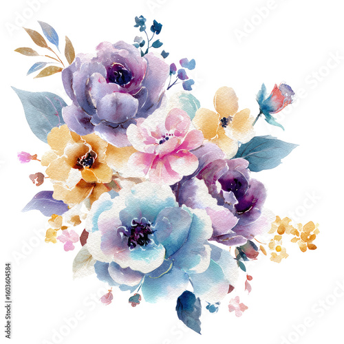 Vibrant floral bouquet in muted tones