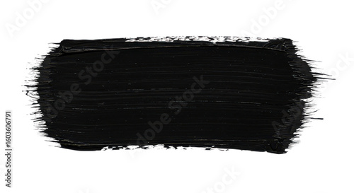Black paint brush stroke isolated PNG with Transparent Background