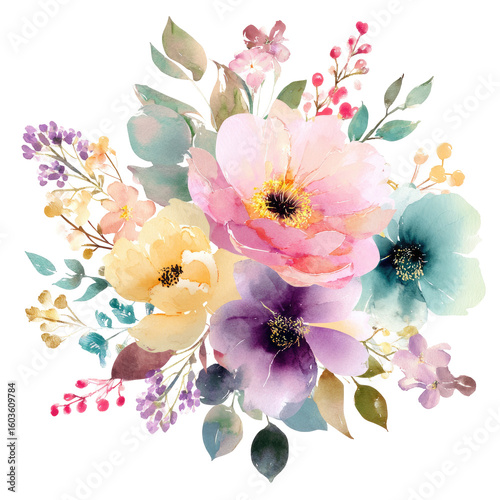 Watercolor bouquet of pastel flowers (30)