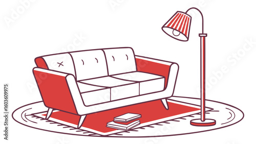 Stylish living room interior design with modern sofa lamp and rug for home decor inspiration ideas