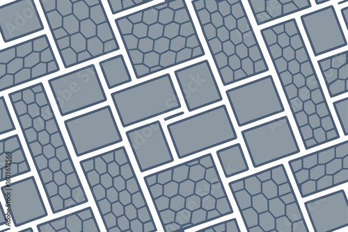 Gray Hexagonal and Rectangular Paving Stones hexagonal pattern rectangular pattern