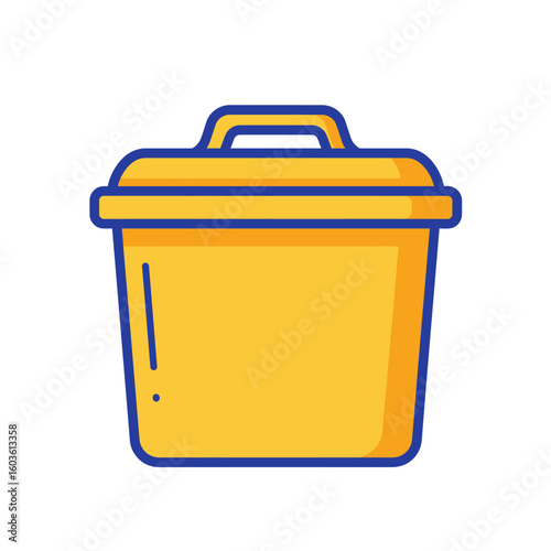 Flat icon illustration of yellow plastic storage bin