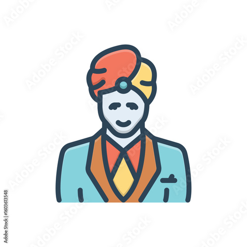 Color illustration icon for groom